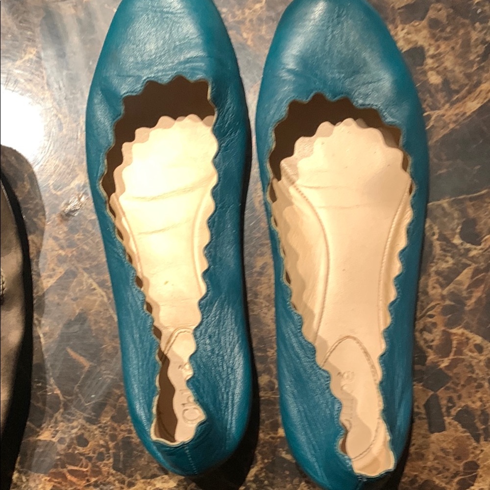 Blue Leather Women's Flats